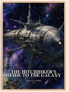 The Hitchhiker's Guide to the Galaxy watercolour book poster by Douglas Adams – framed literary art print