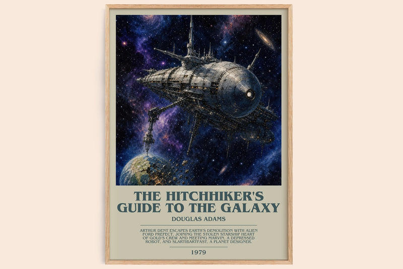 The Hitchhiker's Guide to the Galaxy Bookish Wall Art by Douglas Adams (Modern style)