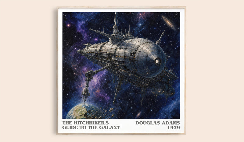Hitchhiker's Guide to the Galaxy Literary Art Print by Douglas Adams (Square style)