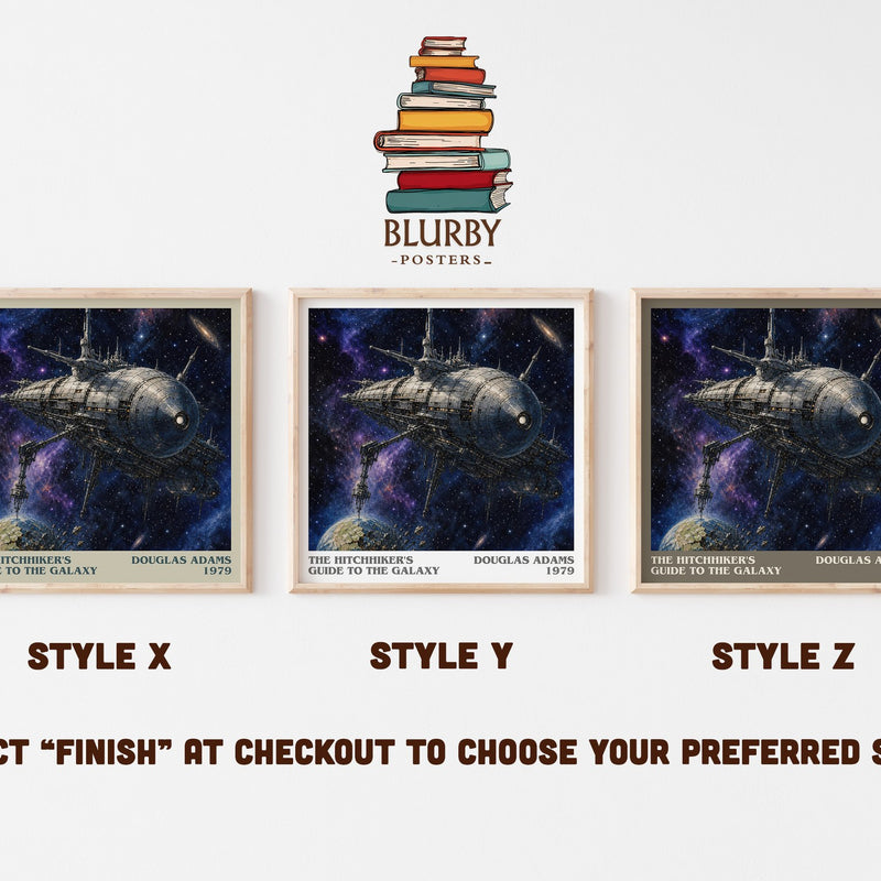 The Hitchhiker's Guide to the Galaxy literary print in frame leaning in hallway – sci fi wall art