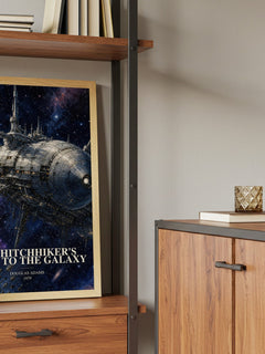 The Hitchhiker's Guide to the Galaxy book watercolour illustration paper finish options – matte satin gloss