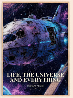 Life, the Universe and Everything watercolour book poster by Douglas Adams – framed literary art print