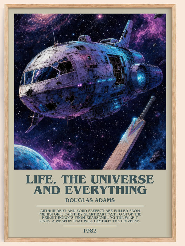 Life, the Universe and Everything bookish book poster by Douglas Adams – framed literary art print