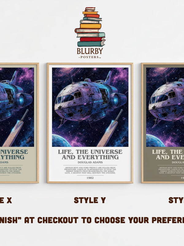 Life, the Universe and Everything bookish print in frame leaning in hallway – sci fi wall art