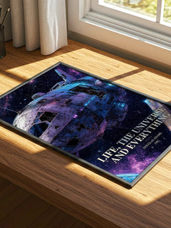 Life, the Universe and Everything watercolour book poster framed on wall – sci fi wall art