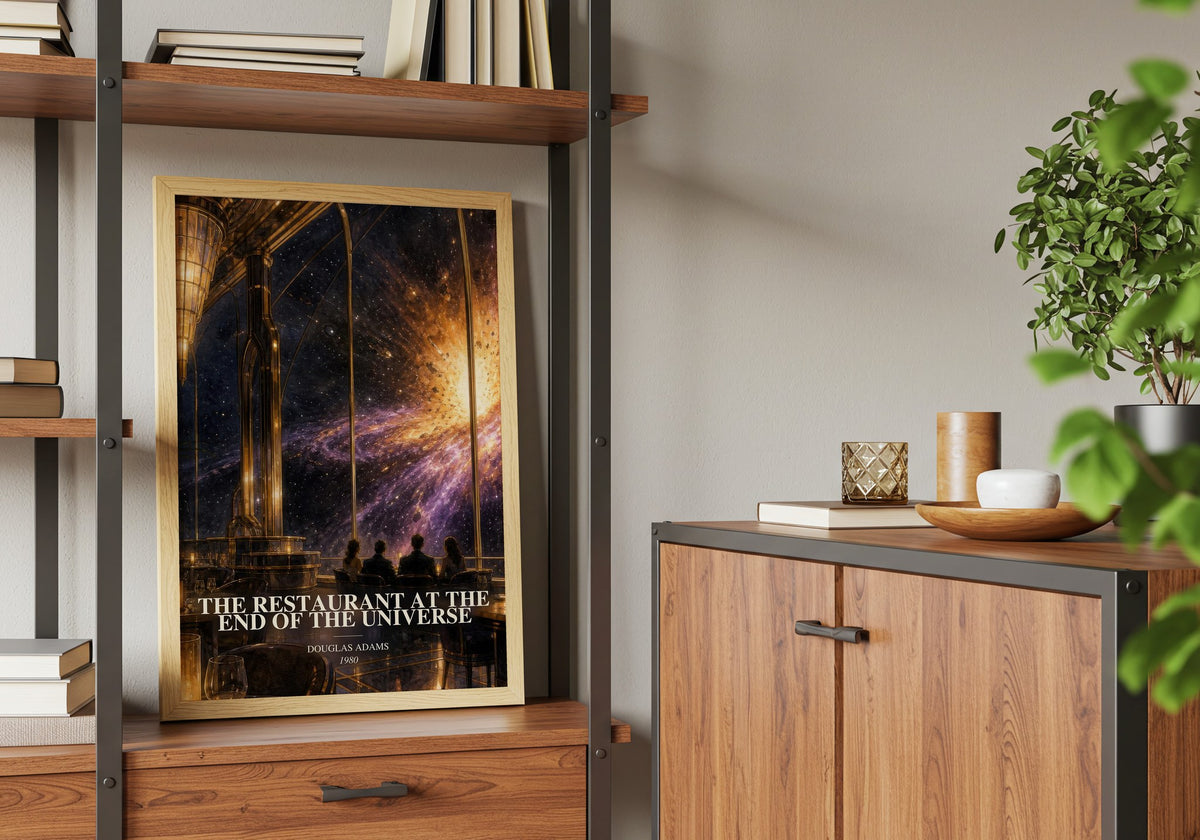 The Restaurant at the End of the Universe book watercolour illustration paper finish options – matte satin gloss