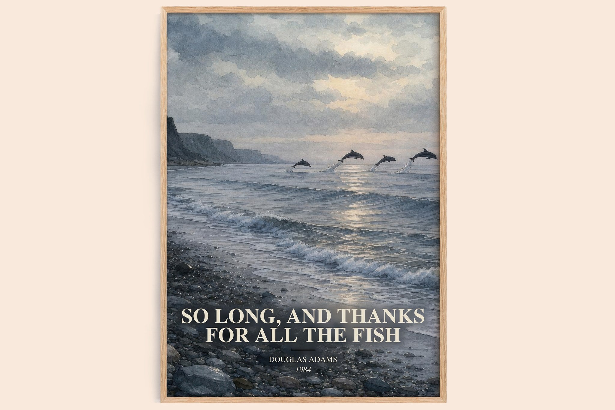 So long, and thanks for all the fish Book Watercolour Illustration by Douglas Adams