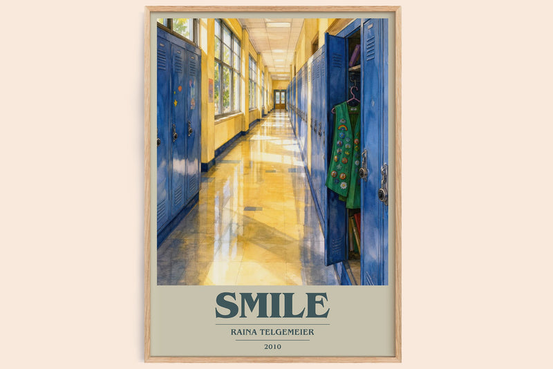 Smile Book Cover Poster by Raina Telgemeier (Modern Minimalist style)