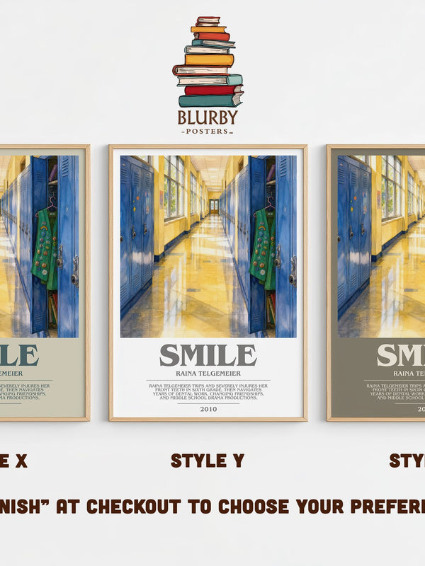 Smile bookish print in frame leaning in hallway – memoir wall art