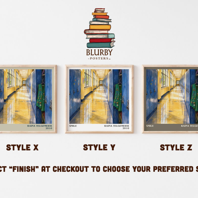 Smile literary print in frame leaning in hallway – memoir wall art