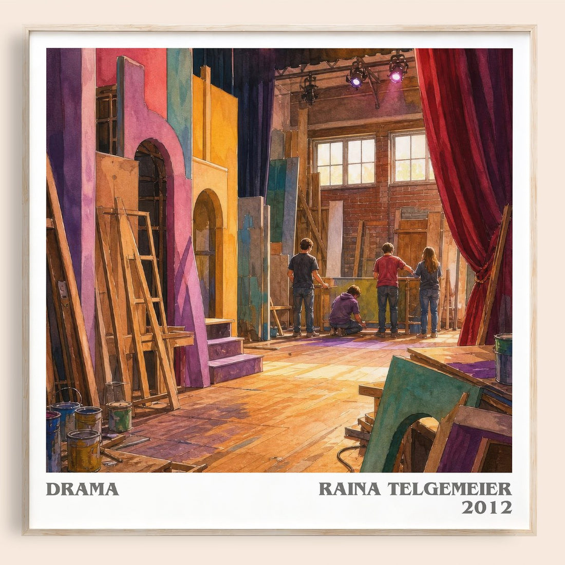 Drama literary book poster by Raina Telgemeier – framed literary art print