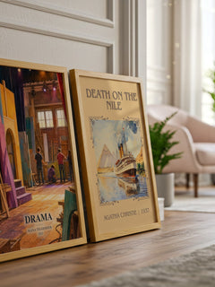 Drama watercolour print framed by window – literary home decor