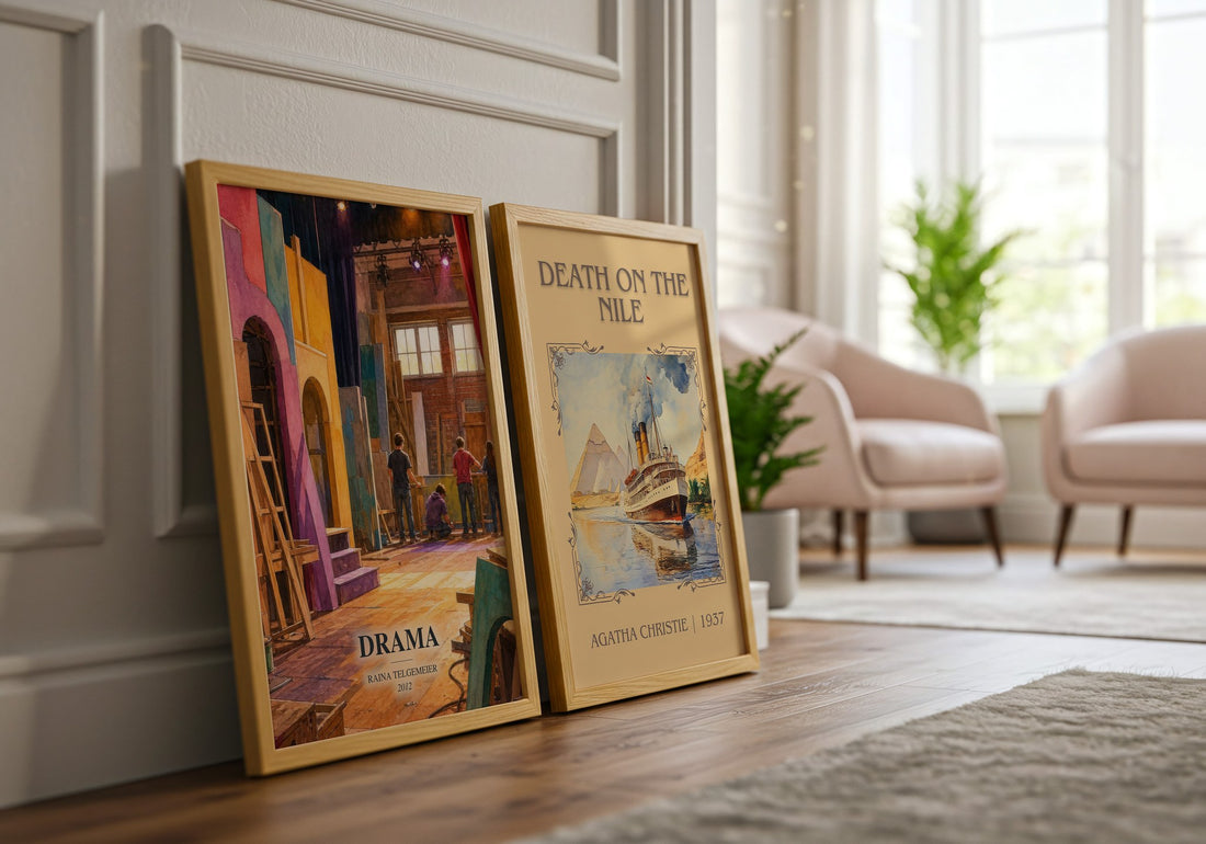 Drama watercolour print framed by window – literary home decor