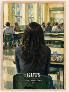 Guts watercolour book poster by Raina Telgemeier – framed literary art print