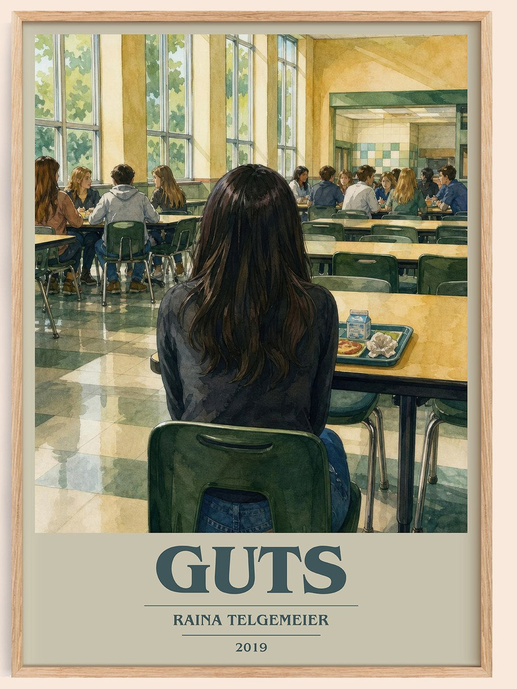 Guts book cover book poster by Raina Telgemeier – framed literary art print