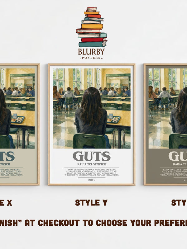 Guts bookish print in frame leaning in hallway – memoir wall art