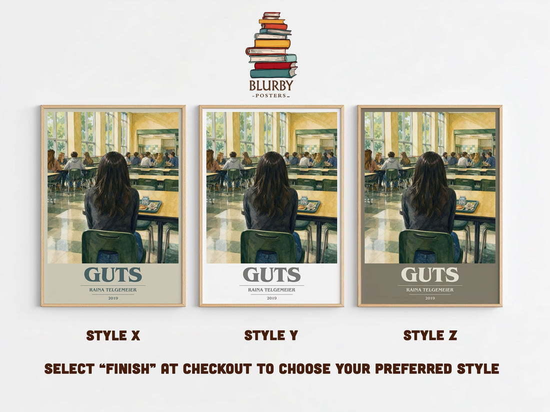 Guts book cover print in frame leaning in hallway – memoir wall art (mockup)