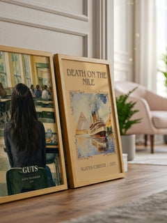 Guts watercolour print framed by window – literary home decor