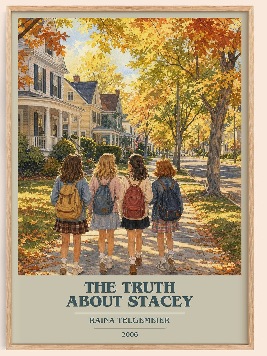 The Truth About Stacey book cover book poster by Raina Telgemeier – framed literary art print