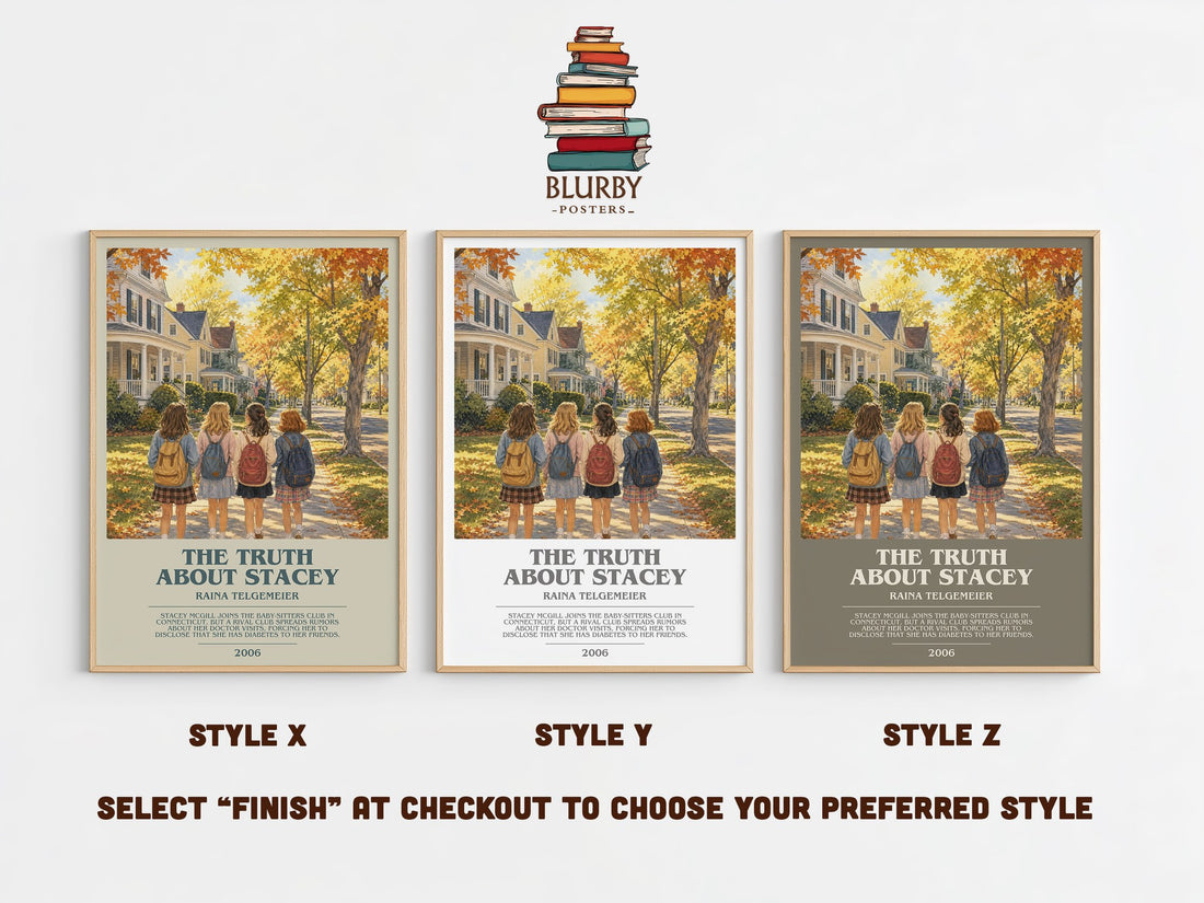 The Truth About Stacey bookish print in frame leaning in hallway – childrens wall art (mockup)
