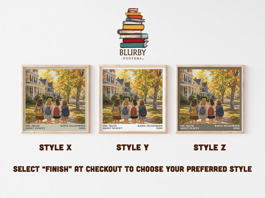 The Truth About Stacey literary print in frame leaning in hallway – childrens wall art (mockup)