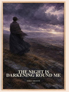 The Night is Darkening Round Me watercolour book poster by Emily Brontë – framed literary art print