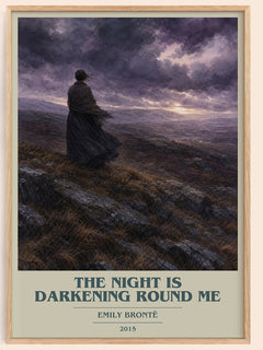 The Night is Darkening Round Me book cover book poster by Emily Brontë – framed literary art print