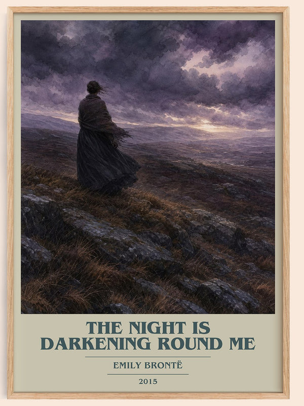 The Night is Darkening Round Me book cover book poster by Emily Brontë – framed literary art print