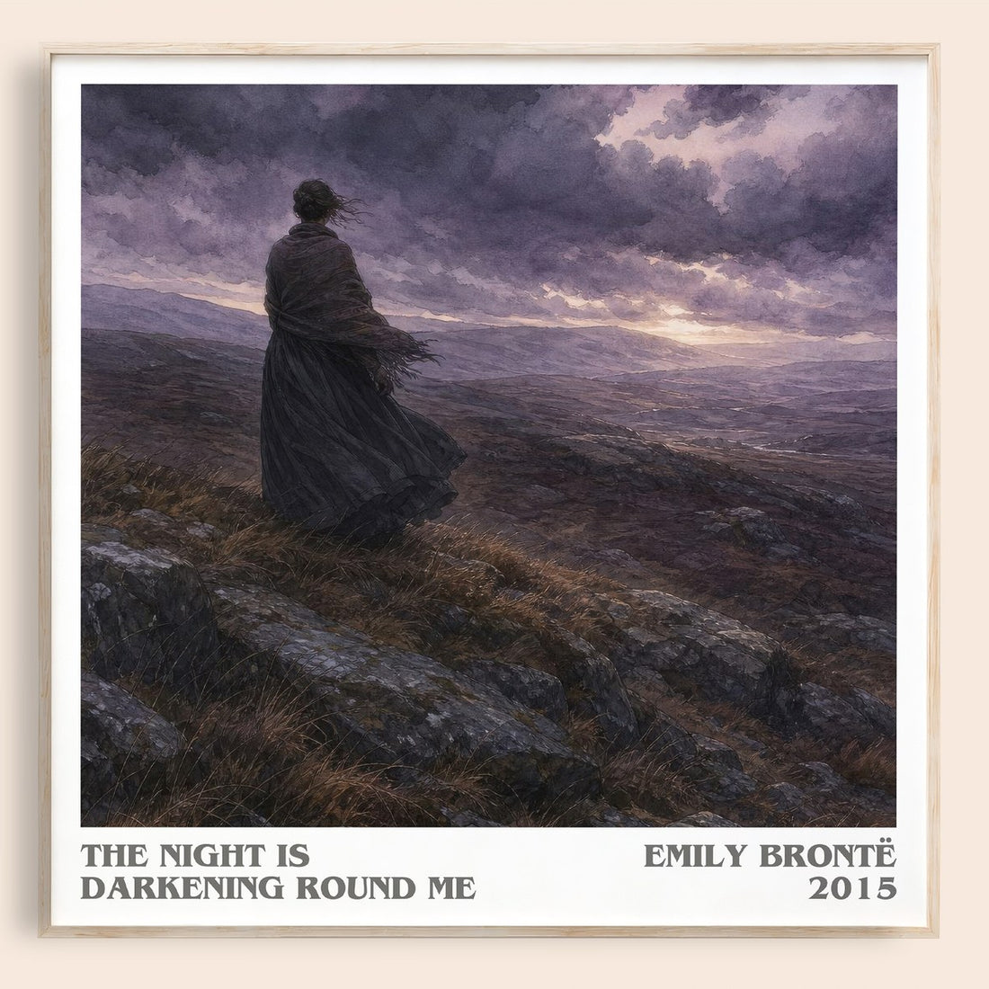 The Night is Darkening Round Me literary book poster by Emily Brontë – framed literary art print