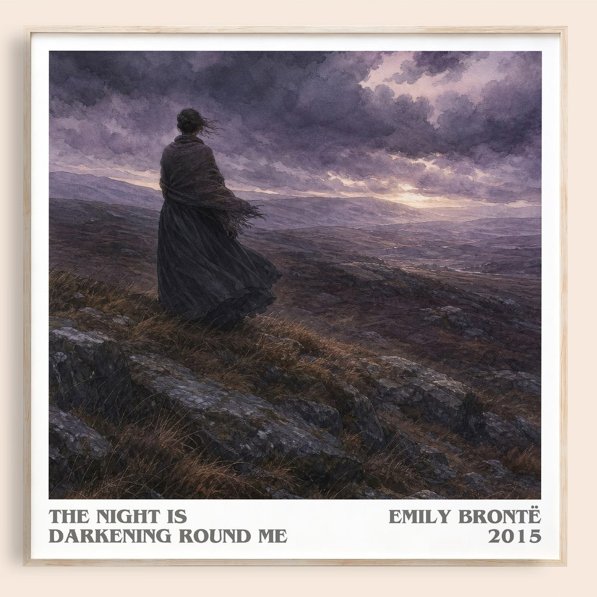 The Night is Darkening Round Me literary book poster by Emily Brontë – framed literary art print