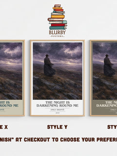 The Night is Darkening Round Me book cover print in frame leaning in hallway – poetry wall art