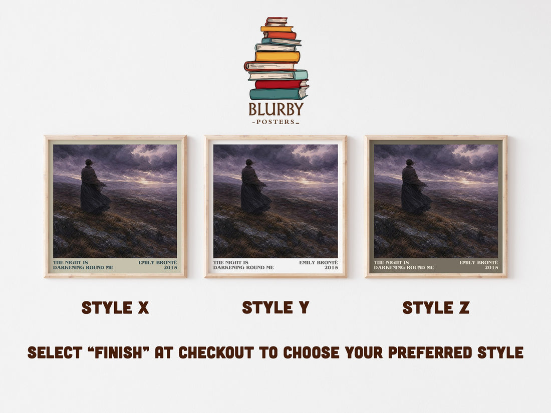 The Night is Darkening Round Me literary print in frame leaning in hallway – poetry wall art (mockup)