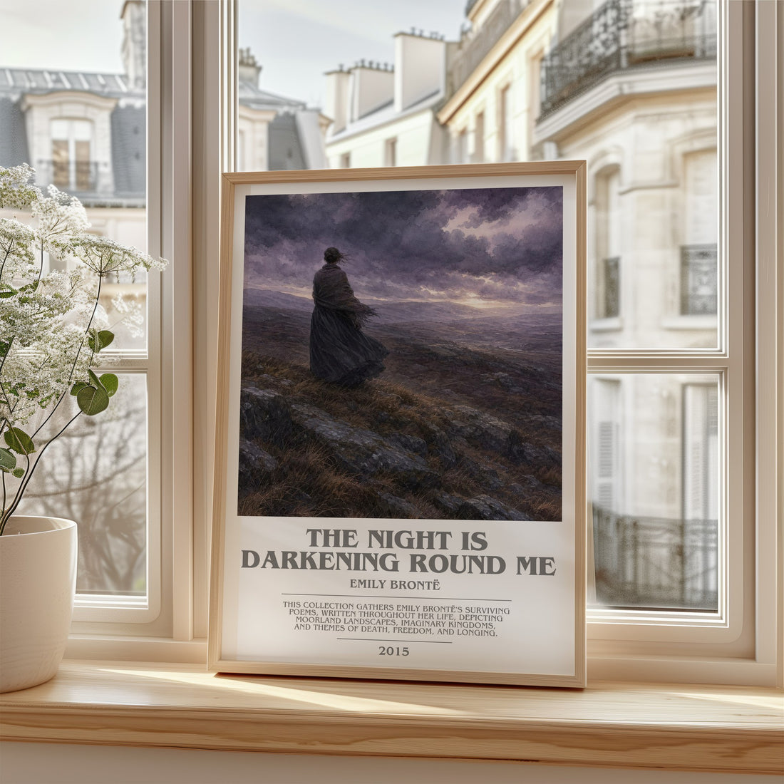 The Night is Darkening Round Me bookish poster colour and style options – Emily Brontë book art