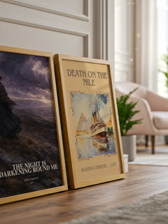 The Night is Darkening Round Me watercolour print framed by window – literary home decor