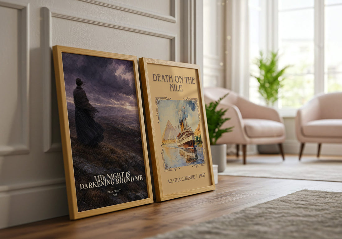 The Night is Darkening Round Me watercolour print framed by window – literary home decor