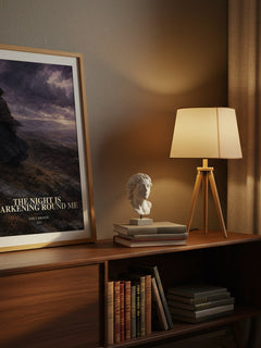The Night is Darkening Round Me watercolour print on bookshelf – Emily Brontë fan gift