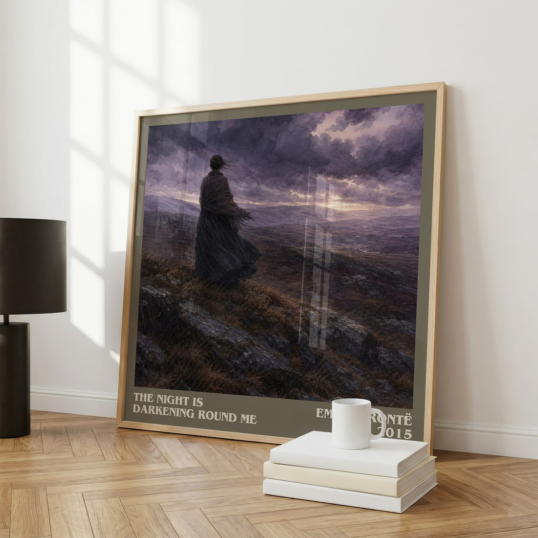 The Night is Darkening Round Me literary print framed by window – literary home decor