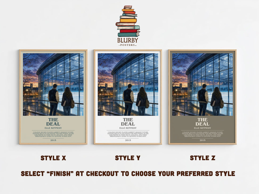 The Deal bookish print in frame leaning in hallway – romance wall art (mockup)