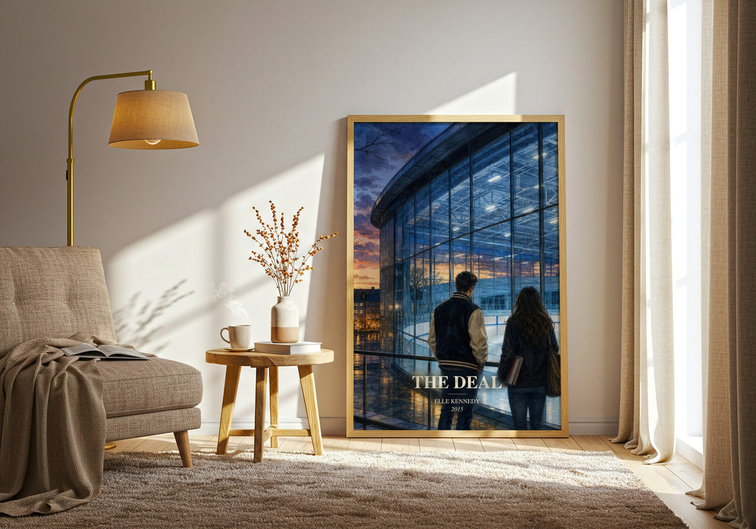 The Deal watercolour print in frame leaning in hallway – romance wall art