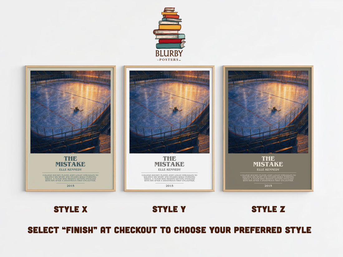 The Mistake bookish print in frame leaning in hallway – romance wall art (mockup)