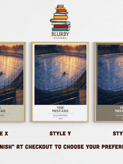 The Mistake book cover print in frame leaning in hallway – romance wall art