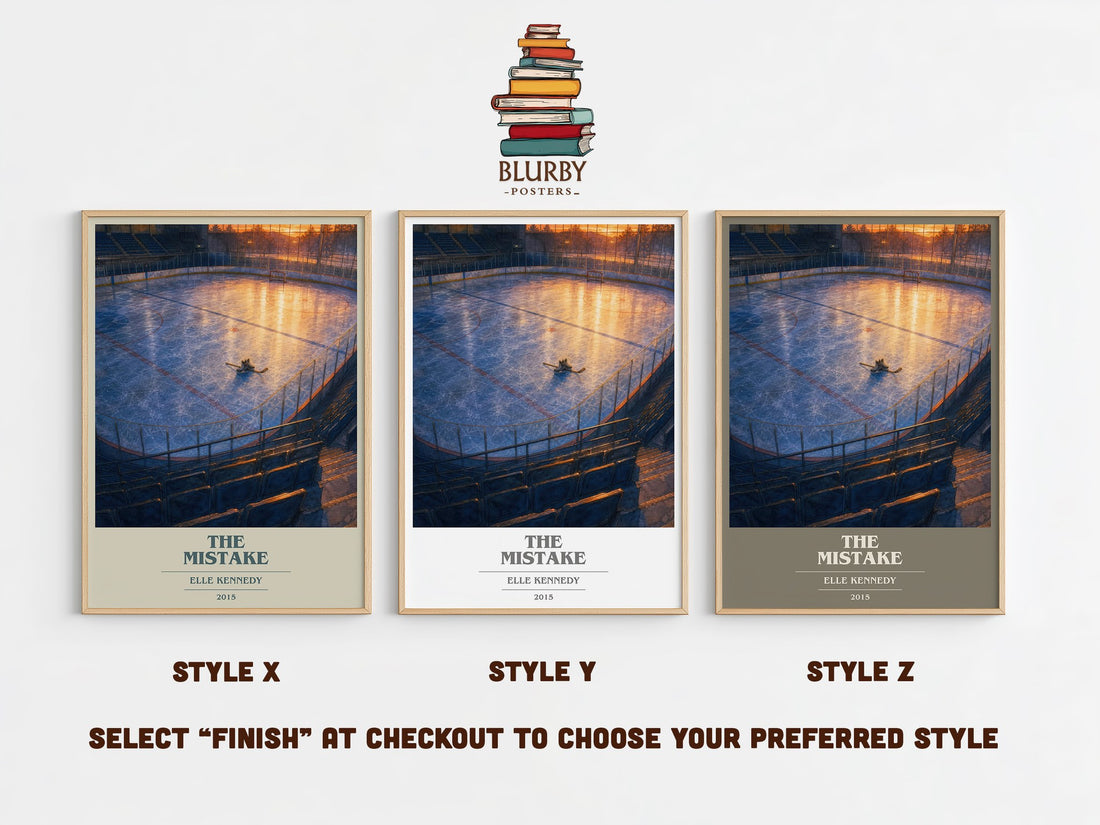 The Mistake book cover print in frame leaning in hallway – romance wall art (mockup)