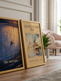 The Mistake watercolour print framed by window – literary home decor