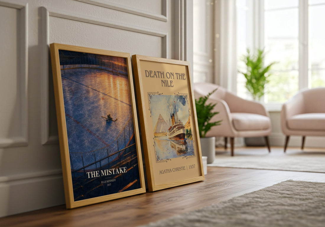 The Mistake watercolour print framed by window – literary home decor