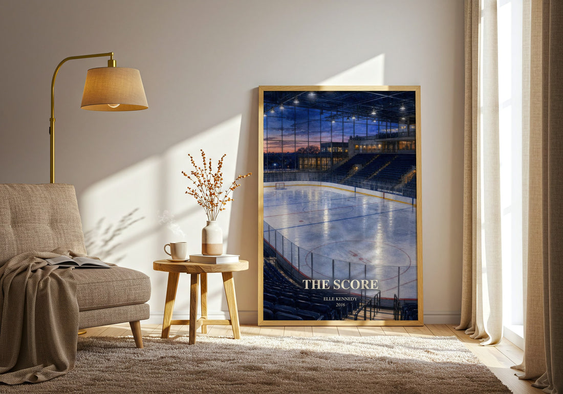 The Score watercolour print in frame leaning in hallway – romance wall art