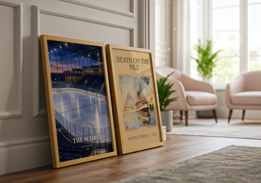 The Score watercolour print framed by window – literary home decor