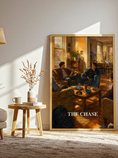 The Chase watercolour print in frame leaning in hallway – romance wall art