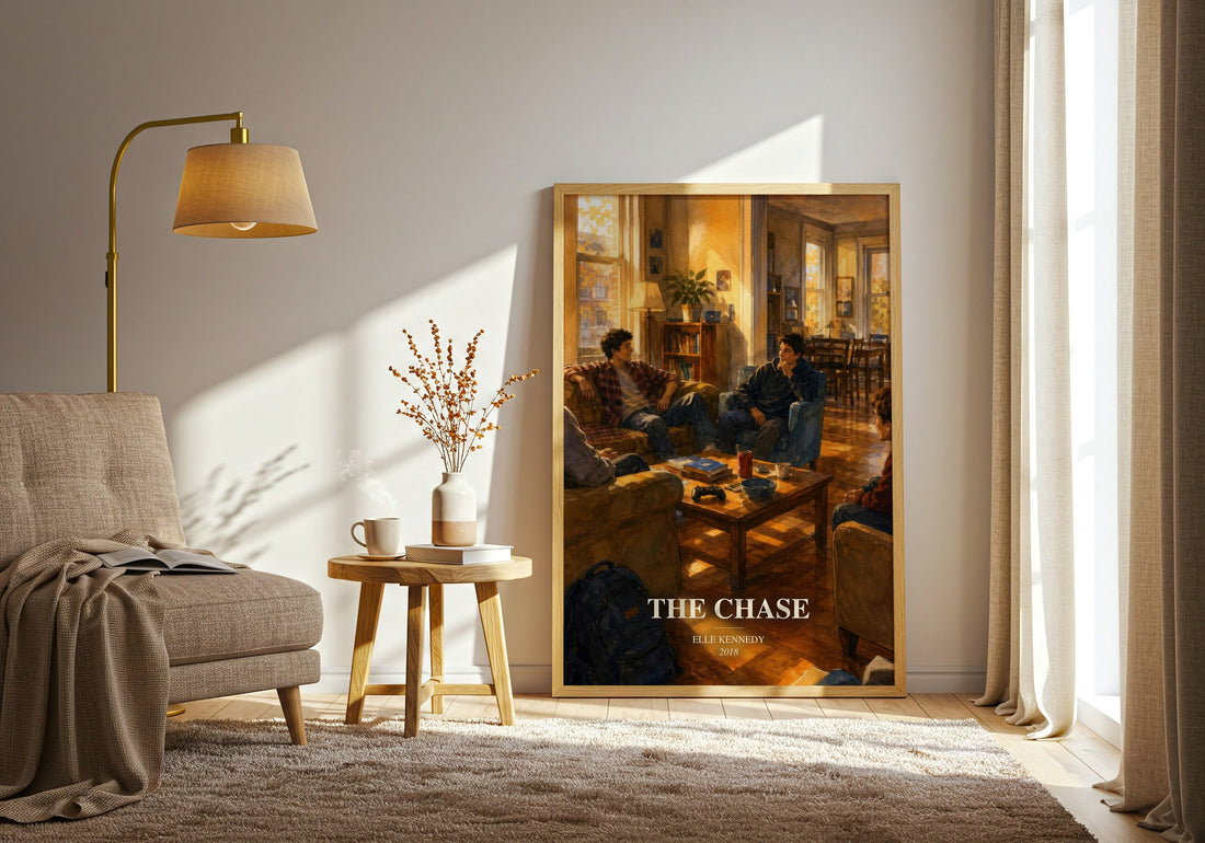 The Chase watercolour print in frame leaning in hallway – romance wall art
