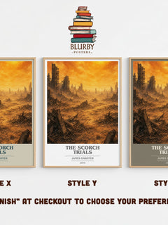 The Scorch Trials book cover print in frame leaning in hallway – dystopian wall art