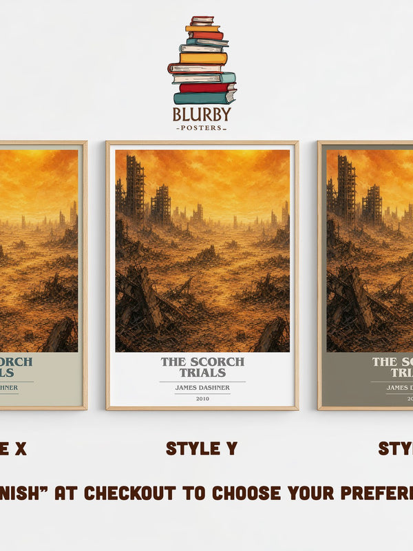 The Scorch Trials book cover print in frame leaning in hallway – dystopian wall art